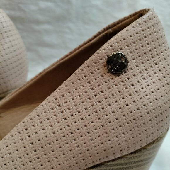 Bottero Annabela Amendoa Leather Peep Toe Wedge Heels - Picture 6 of 10